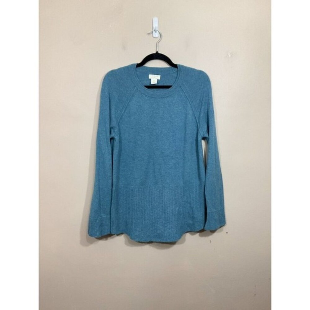 St. Tropez West Womens 100% Cashmere Sweater L Blue Minimalist Preppy Zippers